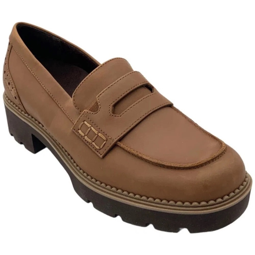 VIONIC FILLMORE SLIP ON LUG LOAFERS IN COGNAC SZ 6.5